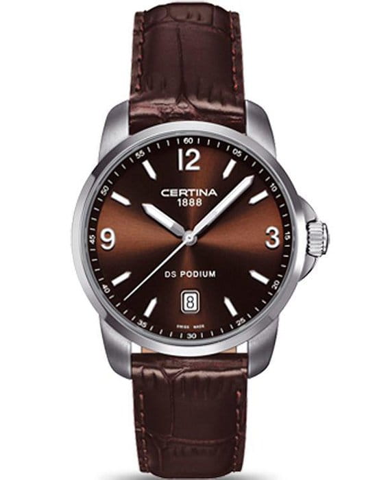 Certina Certina DS Podium C001.410.16.297.00  C0014101629700 кварцевые мужские часы коричневый циферблат, браслет кожаный — вид спереди